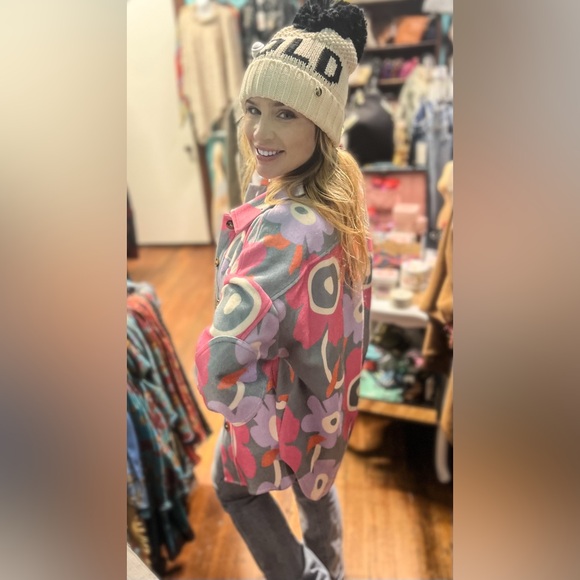 Shacket, Flannel Retro Grey Pink Floral 3X-Small Available! - Picture 7 of 8